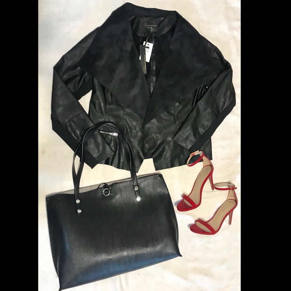 Faux black leather jacket XL